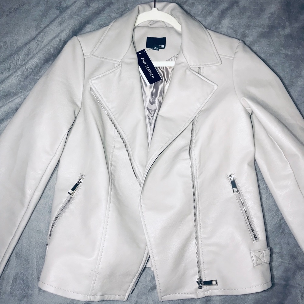 Grey Faux Leather Jacket